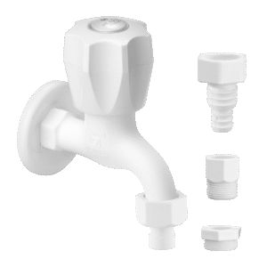 llave para lavandería / lavadero con brida + 4 adaptadores hi flo ref:hfl 1324