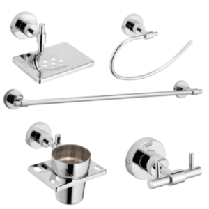 accesorios para baño x 5 acero inox. joli, ref.: jol 2651