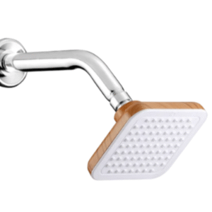 cabezal de ducha cuadrada 4"x4" con brazo en ángulo 9". pearl, ref.: shp 1452