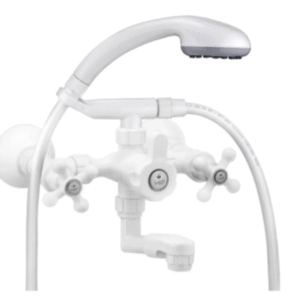 set ducha tina teléfono con mezclador bimando, flexible y soporte. alpha ref: af 422